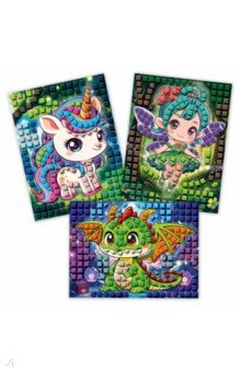 Разноцветная мозаика 3 в 1. Дракончик. Фея. Единорог Разноцветная мозаика 3 в 1. Дракончик. Фея. Единорог