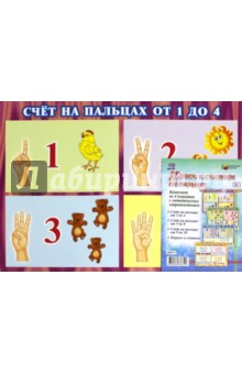  Комплект плакатов "Играем и считаем на пальцах". 4 плаката с методическим сопровождением. ФГОС