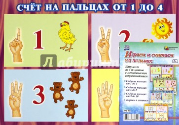 Комплект плакатов "Играем и считаем на пальцах". 4 плаката с методическим сопровождением. ФГОС