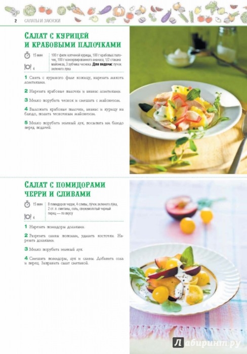 Рецепты салатов, вторых блюд, закусок с фотографиями