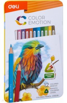 Карандаши 12 цветов "Color Emotion" в металлической коробке (EC00205)