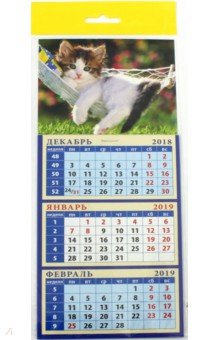 Календарь 2019 "Котенок в гамаке" (34922)