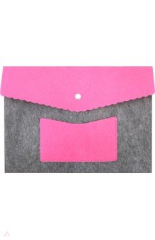 Папка А 4 с карманом из фетра (серо-розовая)