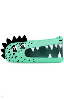 Пенал школьный "Зелёный крокодил" (одно отделение, без наполнения) (48890)