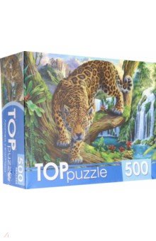 TOPpuzzle-500 "Леопард у водопада" (ХТП 500-6813)