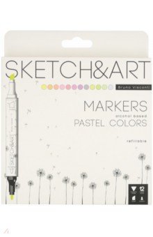 

Набор двусторонних скетч-маркеров Sketch&Art, 12 пастельных цветов