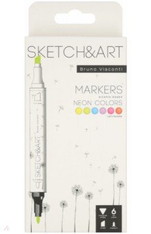 

Набор двусторонних скетч-маркеров Sketch&Art, 6 неоновых цветов