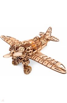 Конструктор деревянный 3D, сборная модель Самолет с мотором Eco Wood Art