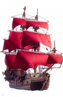 Сборная модель из дерева Корабль Утренняя Звезда, красные паруса