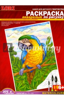 Раскраска акварелью: Попугай (Рн022).