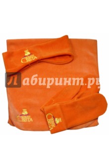 Комплект флисовый оранжевый (повязка, варежки, шарф).