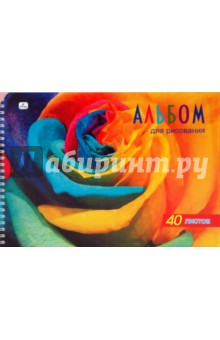 Альбом для рисования 40 листов (АЛП340321) Цветная роза.