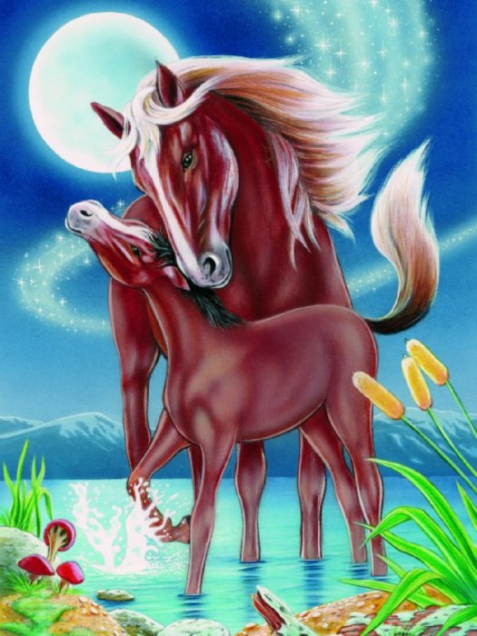 Иллюстрация 2 из 7 для Лошадь с жеребенком (флуоресц.) Пазл 200 элементов. 137886 | Лабиринт - игрушки. Источник: Лабиринт