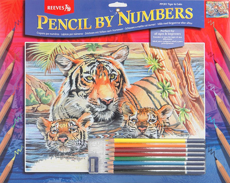 Иллюстрация 1 из 2 для Набор для раскрашивания цветными карандашами "Тигр и тигрята" (PPCR1) | Лабиринт - игрушки. Источник: Лабиринт