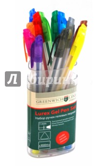 Набор ручек гелевых люрекс, трехгранные, 12 цветов (GLXZX-2788set).