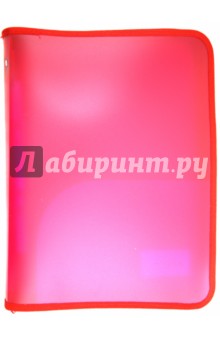 Папка скоросшиватель, А4, пластиковая, на молнии, розовая (255015-20).