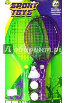 Теннисные ракетки два цвета 2 мяча + волан (895035).