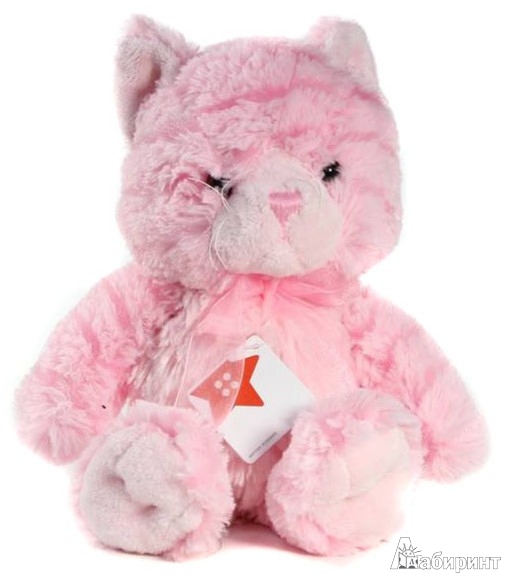 Иллюстрация 1 из 4 для Мягкая игрушка. Кот розовый, с бантом. 25 см (41002) | Лабиринт - игрушки. Источник: Лабиринт