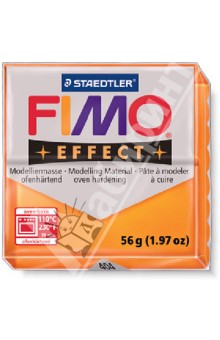 FIMO Effect полимерная глина, 56 гр., цвет полупрозрачный оранжевый (8020-404).