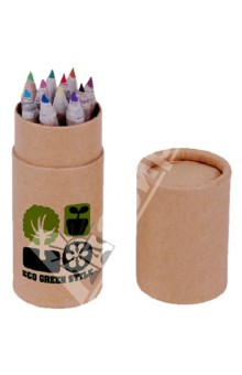 Мини-набор цветных карандашей в тубусе. 12 штук (070056).
