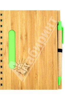 Блокнот на спирали А5 с шариковой ручкой. Зеленый  (070010).