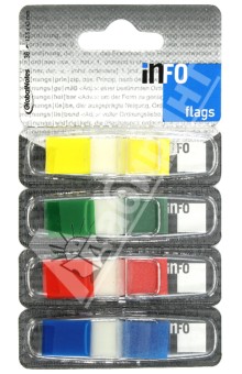 Клейкие закладки пластиковые, 4 цвета, 12,5х43 мм, по 36 листов (7727-82).