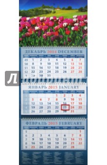 Календарь квартальный 2015. Пейзаж с тюльпанами (14563).