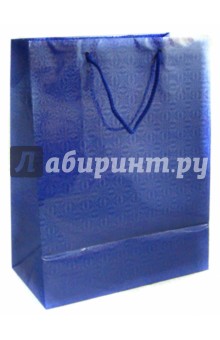 Пакет подарочный ламинированный (голография, синий) (264х327х136 мм) (L LUX 009).