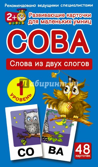 Сова. Слова из двух слогов. 1 уровень