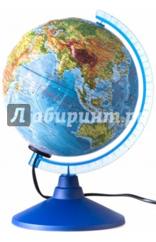 Глобус Земли физический рельефный с подсветкой (d=210 мм) (Ке022100184).