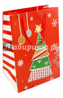 Zakazat.ru: Пакет бумажный подарочный Красный с елкой (А4) (УП4-0014).