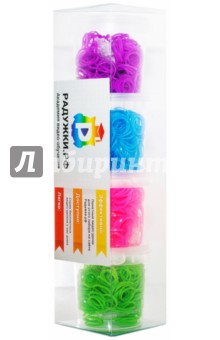 Комплект резинок для плетения №1 (1200 штук, фиолетовые, голубые, розовые, зеленые).