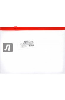 Папка-конверт на молнии, пластиковая, А5, прозрачная (AKm_05109).