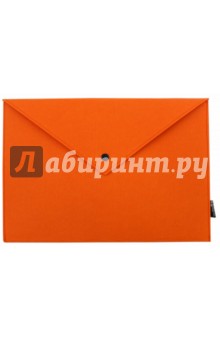 Папка-конверт для докуметров фетровая, на кнопке. Оранжевая. А4 (44628).