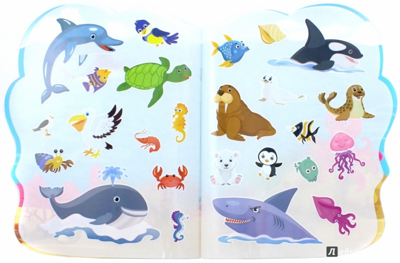 Иллюстрация 1 из 32 для Веселые животные. Море. Книжка с наклейками | Лабиринт - книги. Источник: Лабиринт
