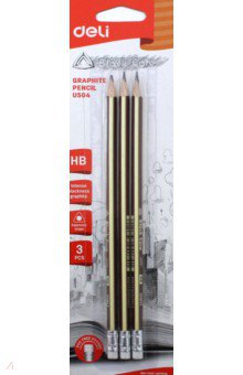 Набор чернографитных карандашей Deli (HB, 3 штуки) (EU50403).