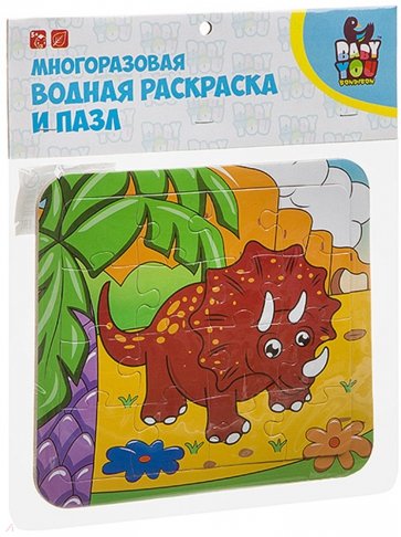 Водная раскраска-пазл ТРИЦЕРАТОПС, многораз.ВВ3693