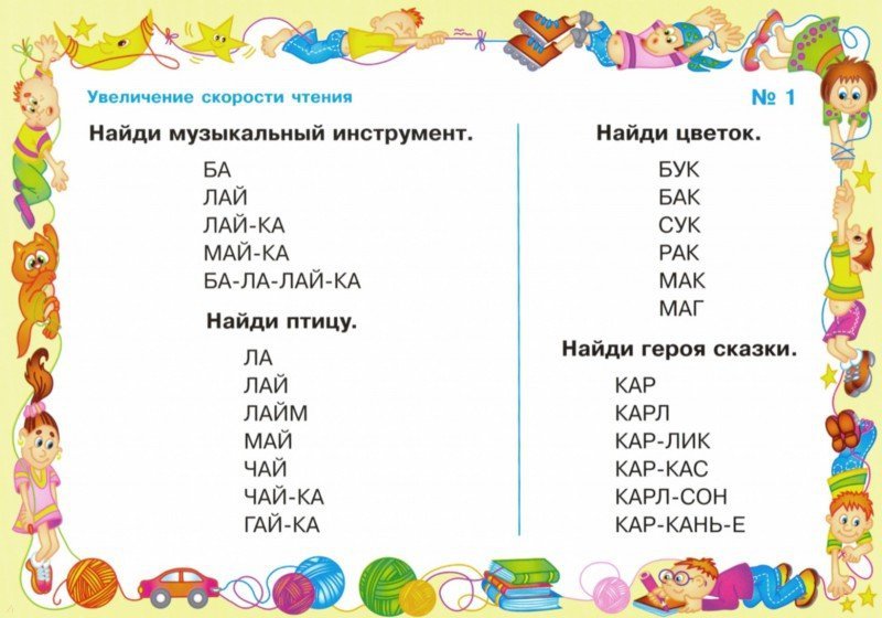 Презентация упражнения для скорости чтения 1 класс