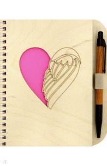 

Блокнот деревянный с ручкой "Сердце-крыло" (40 листов, нелинованный)