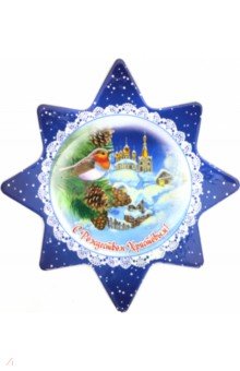 Zakazat.ru: Магнит на картоне 90х95 мм Рождество Христово /Зарянка на ветке.