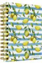 Обложка Лимоны. Ежедневник недатированный (А5, 120 листов, золотая евроспираль, УФ-лак на обложке)