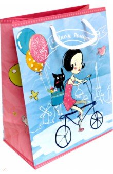 Zakazat.ru: Пакет бумажный (17.8х22.9х9.8см) Девочка на велосипеде (81244).