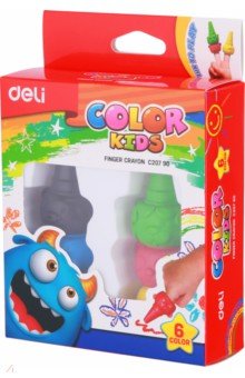 Восковые мелки пальчиковые Deli Color Kids, 6 цветов