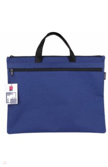Папка-портфель 2 отделения, A4, текстиль, синяя (EB55032).