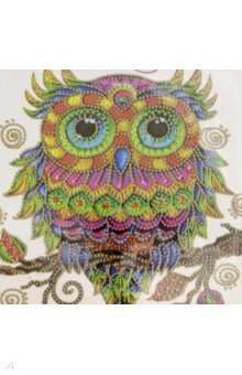 Алмазная мозаика Разноцветная сова, с мольбертом.