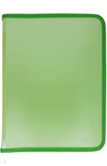 Папка для тетрадей пластиковая на молнии, A5, зеленая (671957).