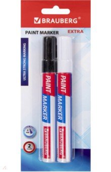 Маркер-краска лаковый Extra (paint marker) 4 мм, набор 2 цвета белый/черный (151998).