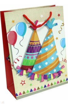 Zakazat.ru: Пакет подарочный С Днем Рождения! Разноцветные колпачки, 18х24х8,5 см. (ПКП-3432).