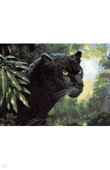 Картина по номерам на картоне Черная пантера.
