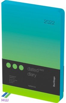 Ежедневник датированный на 2022 год, Radiance, А5, 184 листа, зеленый/голубой